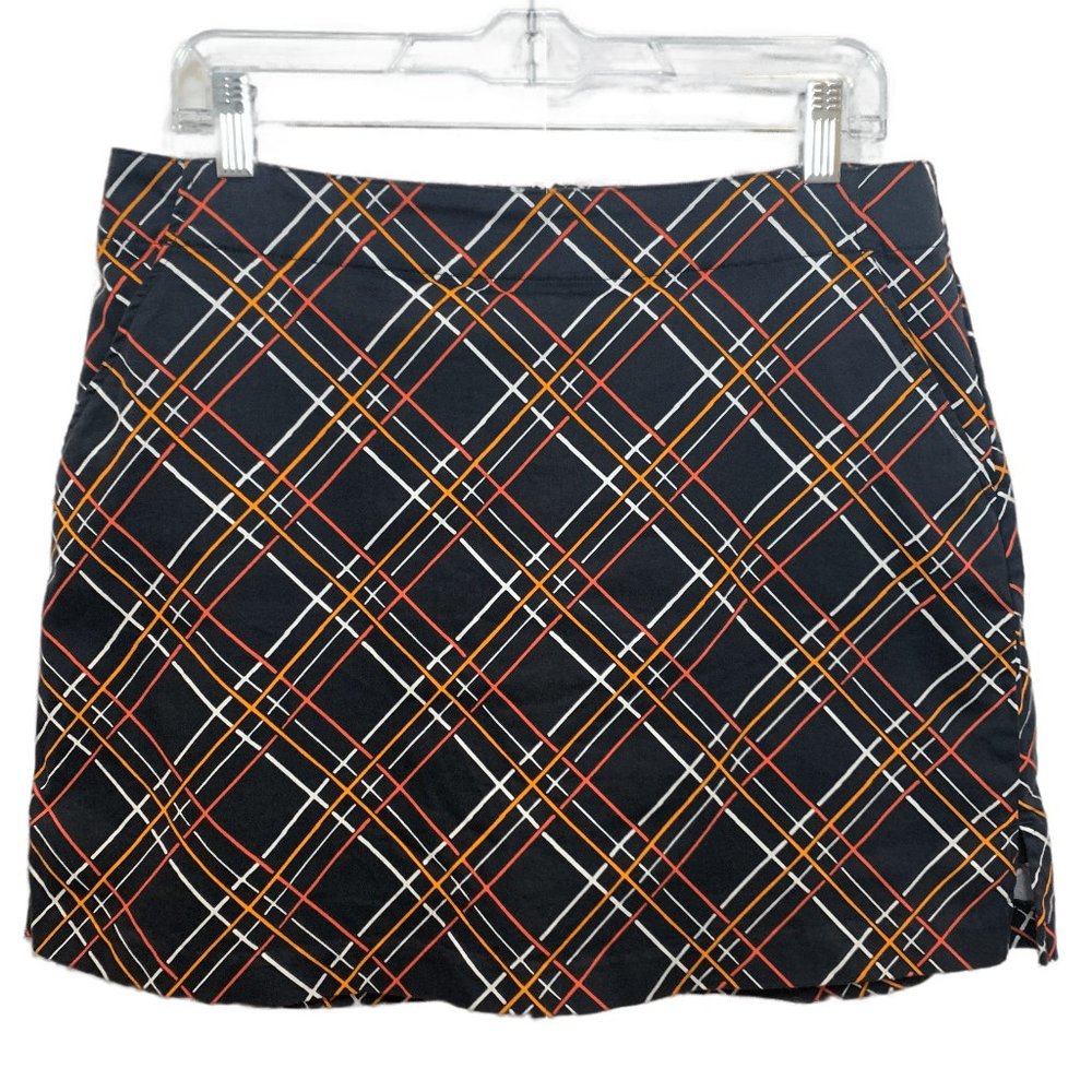 Golf Skort Size 10 Women Lady Hagen Black Plaid Pockets Tennis Athleisure EUC